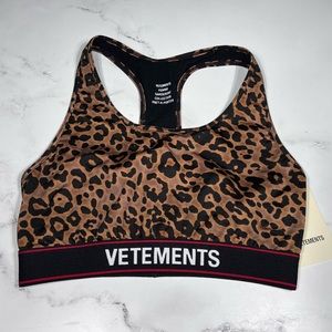 Vetements Logo Leopard Long Sports Bra